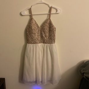 Rose gold and white short tank top dress